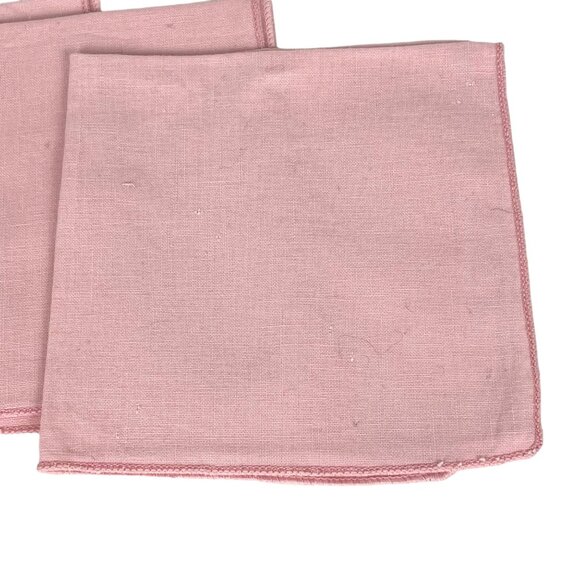 Vintage Set of 4 Pink Linen Cocktail Luncheon Napkins - Picture 2 of 8